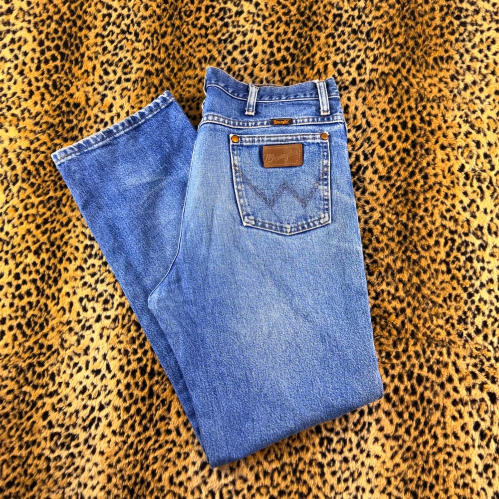Vintage Wrangler Cowboy Cut 936GBK Blue Denim Jeans 35x30 Made in Mexico